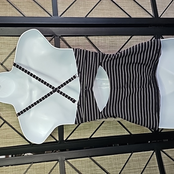 CALIA by Carrie Underwood Wrap Front Tankini Peyote/Pure Black Stripe | XS - Picture 4 of 6